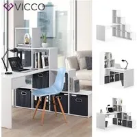 bureau vicco sarah, bureau en angle, bureau informatique, étagère en escalier, séparateur de pièce