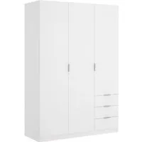 armoire de rangement - pegane - blanc - 3 portes - 3 tiroirs - contemporain