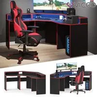 bureau gamer vicco kron, bureau, gamer, pc, table, bureau informatique