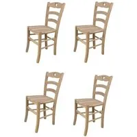 chaises cuisine cuore - t m c s - bois de hêtre - marron - lot de 4 - non réglable en hauteur - sans accoudoirs