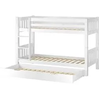 lit superposé enfant en pin massif blanc - erst-holz - 90x200 - 3 places - avec tiroir-lit