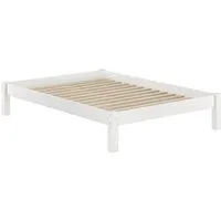 60.35-14w blanc lit futon pin massif, design moderne sans tête de lit, surface de couchage 140x200, lit adulte y compris sommier à