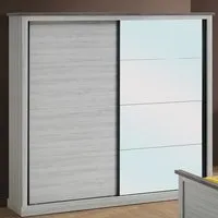 armoire 2 portes coulissantes couleur chêne clair et marron elaura gris l 220 x p 62 x h 215 cm