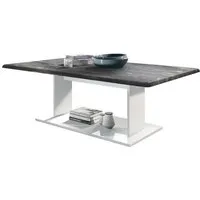 vladon table de salon table basse mono en blanc avec plateau de dessus en marbre graphite