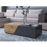 table basse pitt - bestmobilier - 124 cm - style industriel - bois / gris