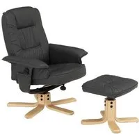 fauteuil de relaxation charly avec repose-pieds pouf siège pivotant dossier inclinable assise rembourrée relax, en synthétique gris