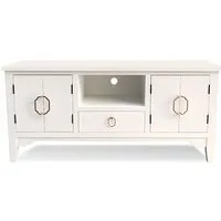 meuble tv - versa - linnet - bois blanc - 1 tiroir 4 portes - poignées dorées