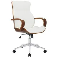 fauteuil de bureau melilla - clp - similicuir - coque en bois - noyer - blanc