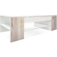 table basse - mpc - blanc - brillant - 37 cm - adulte - salon - rectangulaire