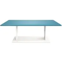 vladon table de salon table basse mono en blanc avec plateau de dessus en turquoise haute brillance.