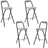 lot de 4 chaises de bar pliante louna - atmosphera - h. 97,5 cm - beige - intérieur - contemporain