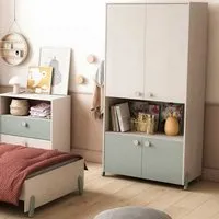 armoire enfant - sasha - 4 portes - bois clair - l 89 x l 50 x h 183 cm