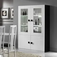 vaisselier led blanc/noir laqué - zeme - 4 portes - bois - l 118 x l 46 x h 181 cm