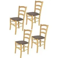 tommychairs - set 4 chaises cuisine venice, structure en bois de hêtre peindré en naturelle et assise en tissu couleur chevreuil