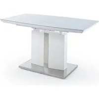 table de salle à manger extensible en bois coloris blanc brillant - l.140-180 x h.76 x p.80 cm