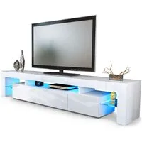 vladon meuble tv bas armoire basse lima v2 en blanc mat - blanc haute brillance