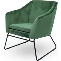 fauteuil en velours et métal noir zadig - velours vert - meubler design - vintage - 1 place - avec accoudoirs