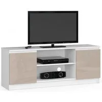 dusk - meuble tv style moderne salon - 140x55x40 - 2 portes+2 tablettes - multimédia - beige