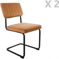 2 chaises cantilevers design velours keen - marron terracotta