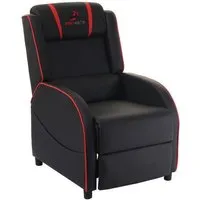 fauteuil tv chaise longue rela par avec repose-pieds et accoudoirs en synthetique / rouge