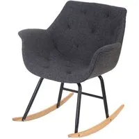 fauteuil à bascule rocking chair relax avec accoudoirs en tissu gris fab04017