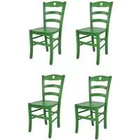 tommychairs - set 4 chaises cuisine cuore, robuste structure en bois de hêtre peindré en aniline couleur verte et assise en bois