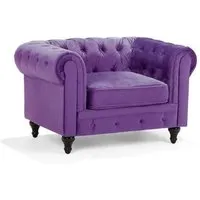 fauteuil en velours violet chesterfield - beliani - vintage - avec accoudoirs - 1 place - intérieur