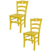 tommychairs - set 2 chaises cuisine cuore, robuste structure en bois de hêtre peindré en aniline couleur jaune et assise en bois