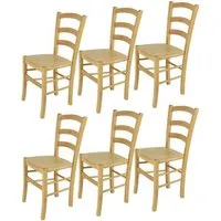 tommychairs - set 6 chaises cuisine venice, robuste structure en bois de hêtre peindré en couleur naturelle et assise en bois