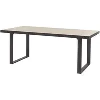 table de repas 200 cm bois clair/béton ciré - ozalee - l 200 x l 100 x h 76