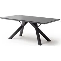 table de salle à manger en verre et acier coloris noir mat - l.180 x h.75 x p.95 cm