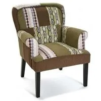 fauteuil patchworks marron bois noir - versa - boise - style vintage - intérieur