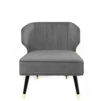 fauteuil vintage en velours gris plissé avec pied effet laiton daroco - meubler design - 1 place - intérieur