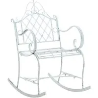 chaise fauteuil à bascule rocking chair pour jardin en metal blanc vieilli