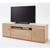 meuble tv en chêne massif bianco - l.180 x h.58 x p.50 cm