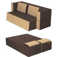 canapé lit praticho convertible modulable réversible 2 places - tissu dehoussable et lavable couleur sépia