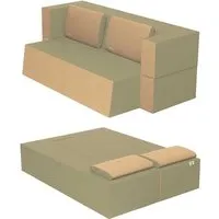 canapé lit praticho convertible modulable réversible 2 places - tissu dehoussable et lavable couleur sable
