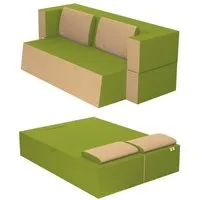 canapé lit praticho convertible modulable réversible 2 places - tissu dehoussable et lavable couleur verte