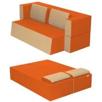 canapé lit praticho convertible modulable réversible 2 places -tissu dehoussable et lavable couleur orange