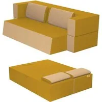 canapé lit praticho convertible modulable réversible 2 places -tissu dehoussable et lavable couleur ambre