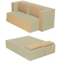 canapé lit praticho convertible modulable réversible 2 places -tissu dehoussable et lavable couleur ivoire