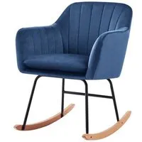 fauteuil rocking chair scandinave elsa velours bleu - baita - 1 place - intérieur - avec accoudoirs - relaxation
