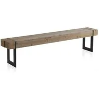 banc de table bois naturel/métal - vongolen - l 200 x l 30 x h 45