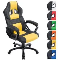 fauteuil de bureau gaming pedro xl en similicuir avec piètement à roulettes, noir / jaune