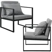 [en.casa]® fauteuil avec accoudoirs - armature en fer - housse de textile - gris