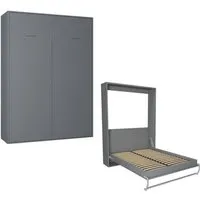 armoire lit escamotable - inside 75 - smart-v2 - gain de place - 2 places - gris
