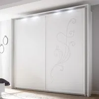 armoire 2 portes 243 cm à leds - lady - blanc - bois - l 243 x l 57 x h 230 cm - armoire