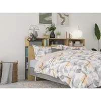 tête de lit avec rangements - vente-unique - nastia - chêne et anthracite - 160x200 cm