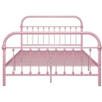 fhe - cadre de lit - rose - métal - 213 x 171 x 109 cm - l'assemblage est requis