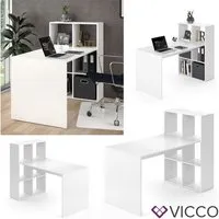 bureau vicco emir blanc, bureau informatique avec tablette, étagère, séparateur de pièce, bureau